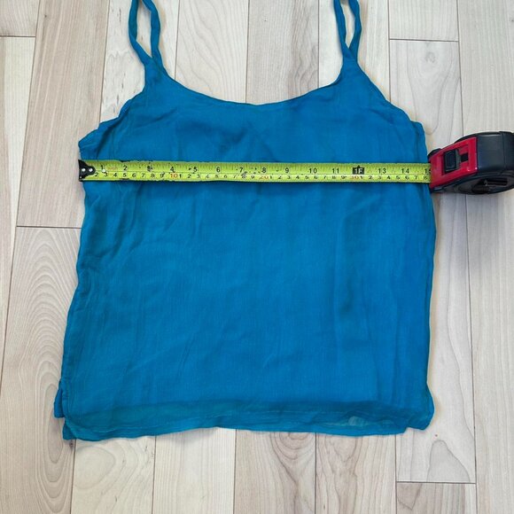 90s Vintage Clothing Set – Sheer Teal Button Shirt with Matching Tank - Picture 7 of 8